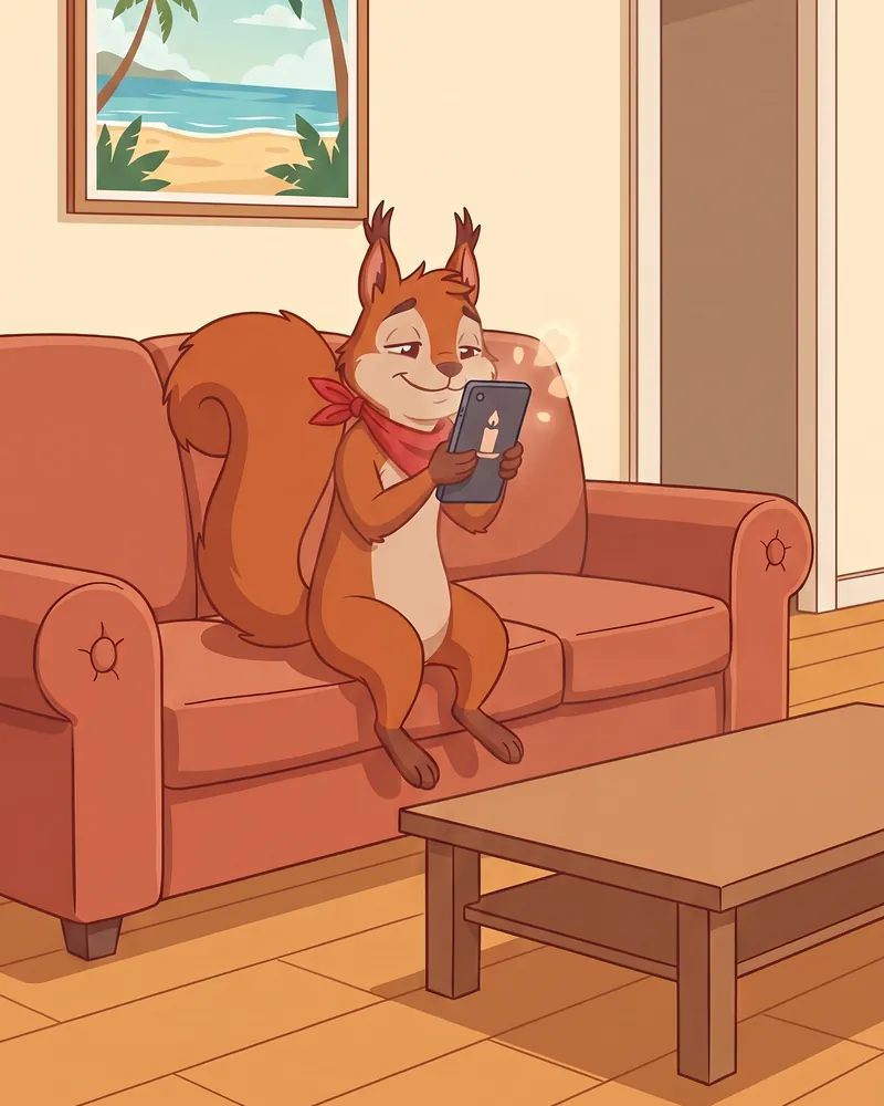 Dip on the couch, dreamily sniffing a candle on his phone